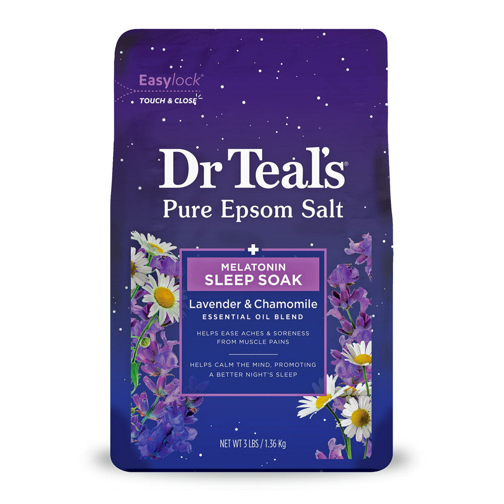 Dr Teals Pure Epsom Salt Melatonin Sleep Soak With Essential Oil Blend, 3 Lbs